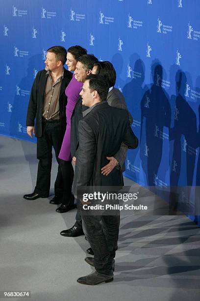 Actor Justus von Dohnanyi , actress Martina Gedeck, actor Tobias Moretti, director Oskar Roehler and actor Moritz Bleibtreu attend the 'Jud Suess...