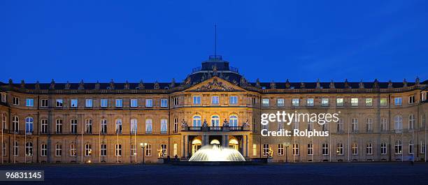 palace stuttgart blue hour front - stuttgart panorama stock pictures, royalty-free photos & images