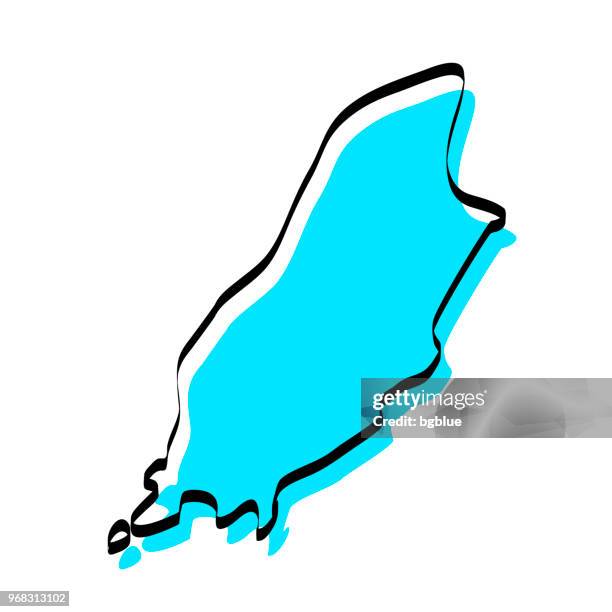 isle of man map hand drawn on white background, trendy design - drawn map marker stock illustrations