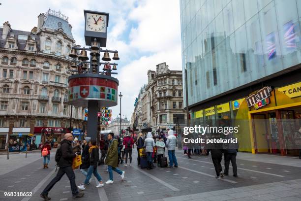 m&m's world store in london - munich glockenspiel stock pictures, royalty-free photos & images