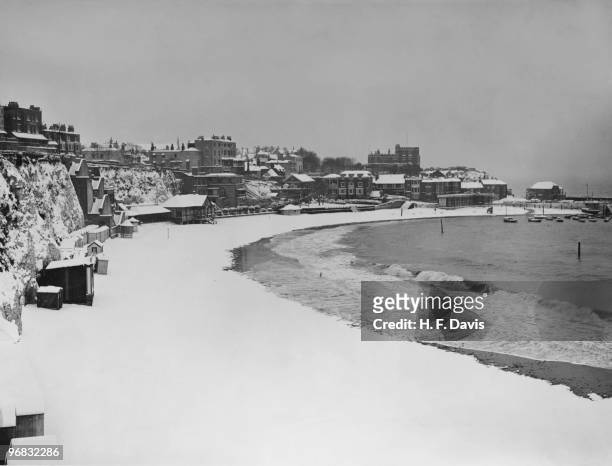 Broadstairs Bay in Kent, after a blizzard, 16th February 1929.