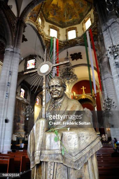 Basilica of Our Lady of Guadalupe. Statue of former Polish Pope John Paul II at the Basilica of Our Lady of Guadalupe. It is the most important place...