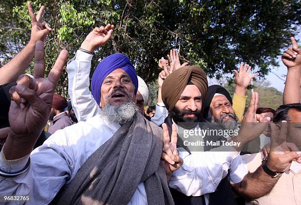 Members of the Sikh community in a jubiliant mood after the court issued non bailable warrant against the Congress leader Sajjan Kumar in the 1984...