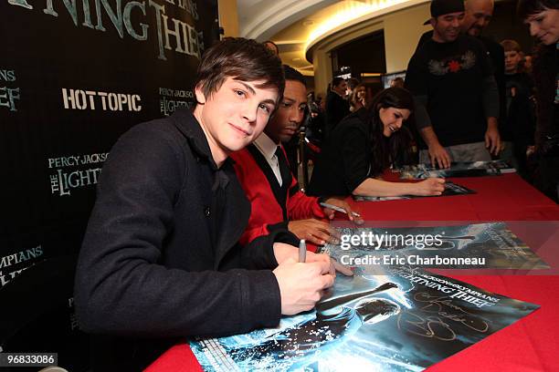 Logan Lerman at the "Percy Jackson and The Olympians: The Lightning Thief" Fan Event hosted by Twentieth Century Fox and Hot Topic on February 11,...