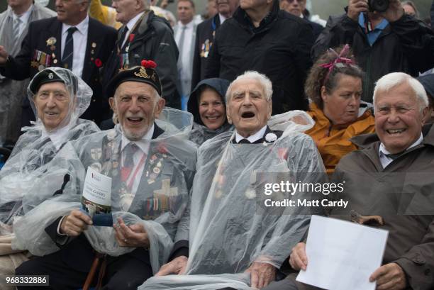 Normandy veterans including Bill Pendall and Joe Cattini who both landed on Gold Beach on D-Day attend a official service of remembrance at Bayeux...