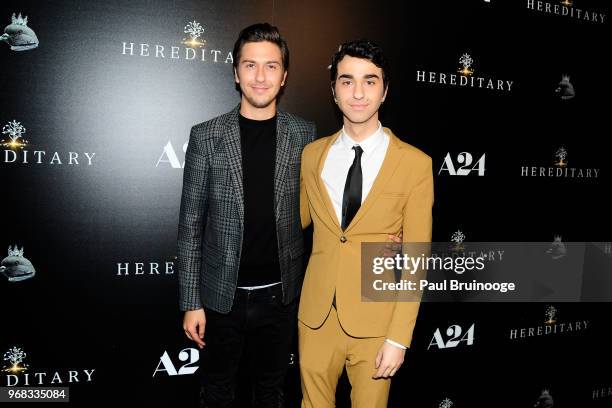 Nat Wolff and Alex Wolff attend A24 Hosts A Screening Of "Hereditary" at Metrograph on June 5, 2018 in New York City.