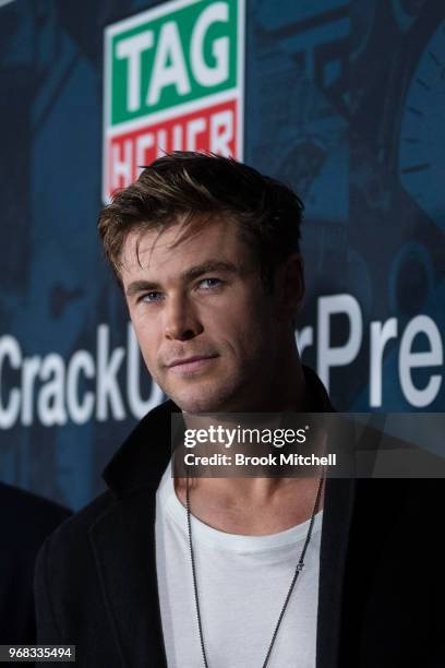 Chris Hemsworth attends the TAG Heuer 'Museum In Motion' Australian Launch at Museum of Contemporary Art on June 6, 2018 in Sydney, Australia.