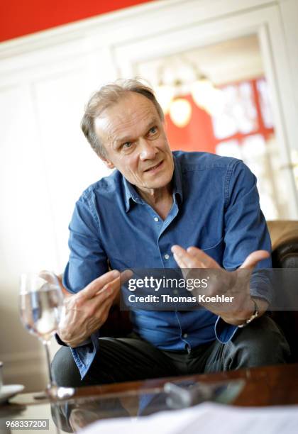 German actor Edgar Selge speaks during an interview on April 19, 2018 in Berlin, Germany.