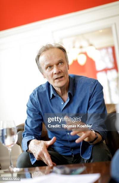 German actor Edgar Selge speaks during an interview on April 19, 2018 in Berlin, Germany.