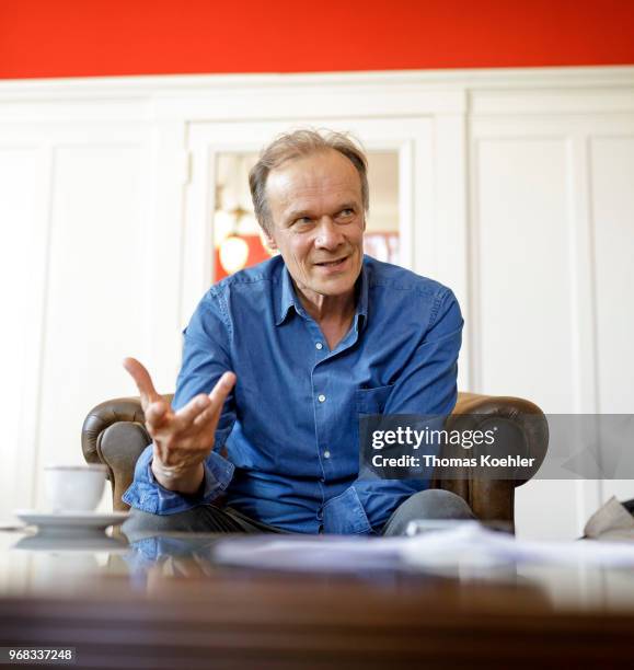 German actor Edgar Selge speaks during an interview on April 19, 2018 in Berlin, Germany.