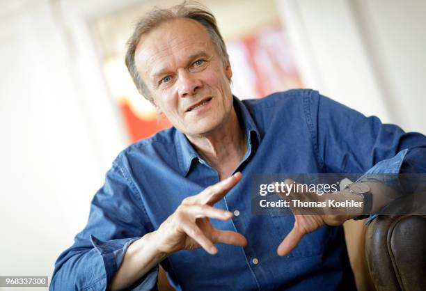 German actor Edgar Selge speaks during an interview on April 19, 2018 in Berlin, Germany.