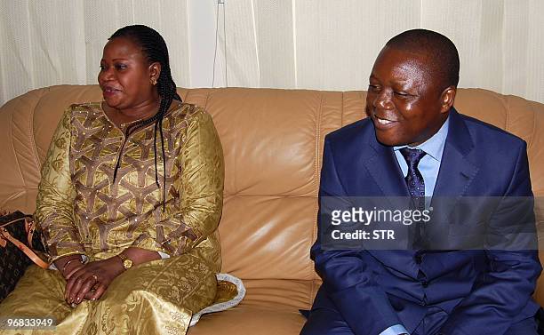 Deputy prosecutor of the International Criminal Court Fatou Bensouda meets Guinean Minister of Justice Colonel Siba lolamou on February 17, 2010 upon...
