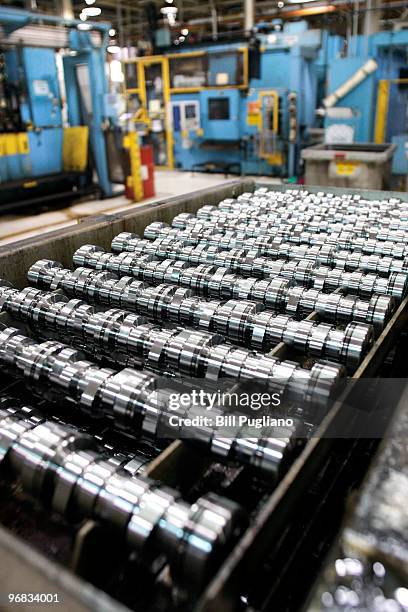 Engine components for General Motors engines wait to be assembled at the GM Bay City Powertrain plant February 18, 2010 in Bay City, Michigan. GM...