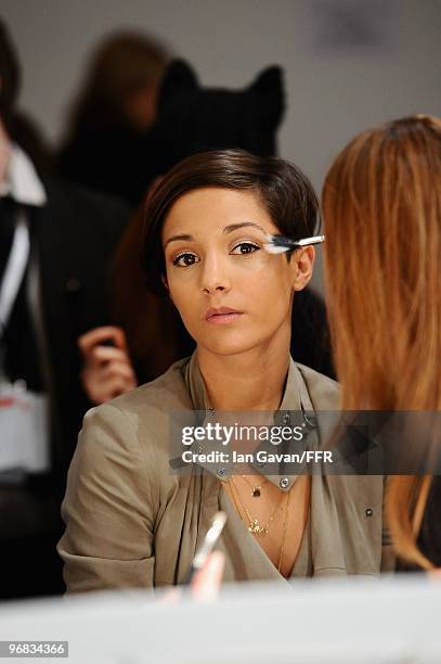 Frankie Sandford backstage during Naomi Campbell's Fashion For Relief Haiti London 2010 Fashion Show at Somerset House on February 18, 2010 in...