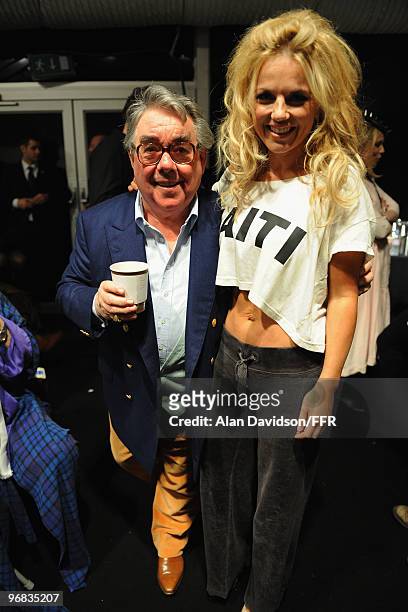 Comedien Ronnie Corbett with singer Geri Halliwell backstage during Naomi Campbell's Fashion For Relief Haiti London 2010 Fashion Show at Somerset...