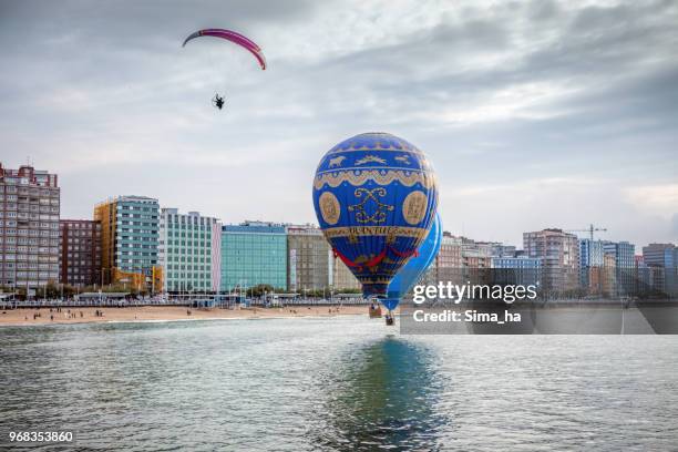 second regatta of balloons in gijon - sima ha stock pictures, royalty-free photos & images