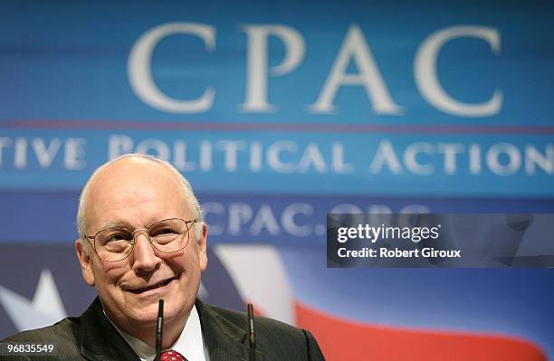 Former Vice President Dick Cheney speaks to attendees at the annual Conservative Political Action Conference on February 18, 2010 in Washington, DC....