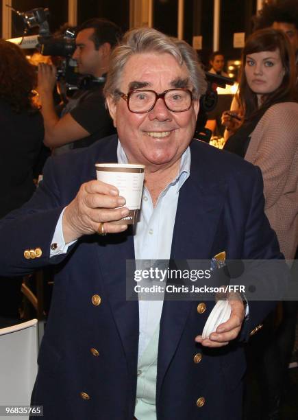 Ronnie Corbett backstage during Naomi Campbell's Fashion For Relief Haiti London 2010 Fashion Show at Somerset House on February 18, 2010 in London,...