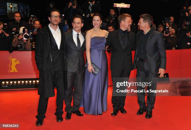 Director Oskar Roehler, actors Moritz Bleibtreu, Martina Gedeck, Justus von Dohnanyi and Tobias Moretti attend the 'Jud Suess - Film Ohne Gewissen'...