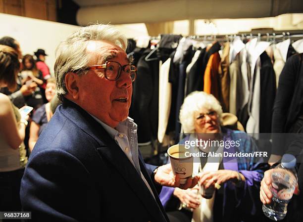 Ronnie Corbett backstage during Naomi Campbell's Fashion For Relief Haiti London 2010 Fashion Show at Somerset House on February 18, 2010 in London,...