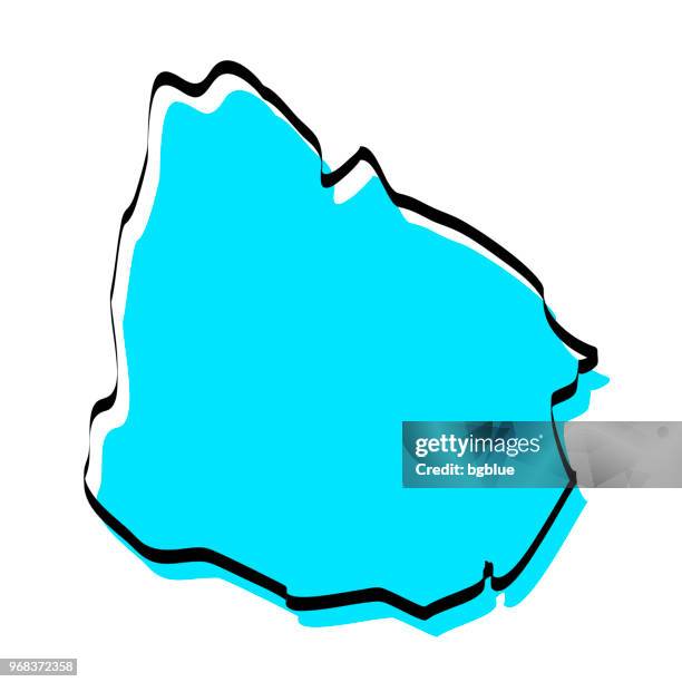 uruguay map hand drawn on white background, trendy design - geography of uruguay stock illustrations