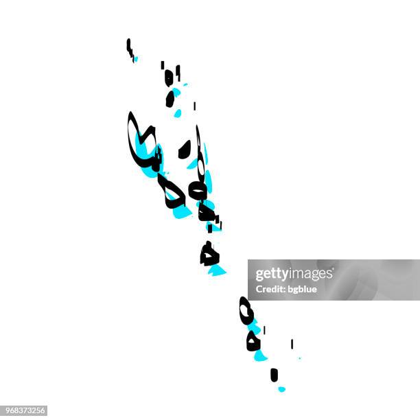 vanuatu map hand drawn on white background, trendy design - oceanian stock illustrations