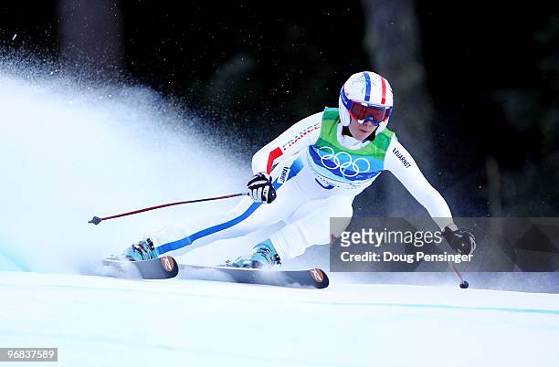 Marie Marchand-Arvier of France competes during the Alpine Skiing Ladies Super Combined Downhill on day 7 of the Vancouver 2010 Winter Olympics at...