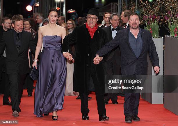 Actors Justus von Dohnanyi, Martina Gedeck, Festival director Dieter Kosslick and Armin Rohde attend the 'Jud Suess - Film Ohne Gewissen' Premiere...