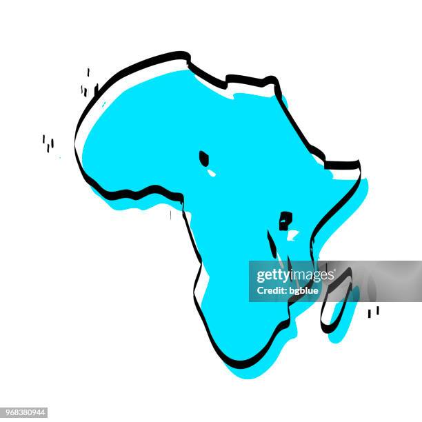 africa map hand drawn on white background, trendy design - réunion stock illustrations