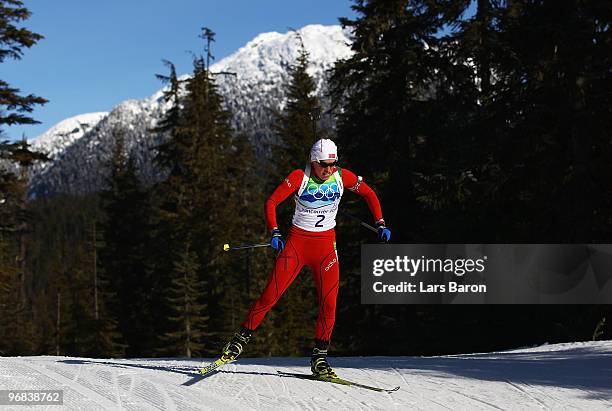 Tora Berger of Norway competes during the Biathlon Women's 15 km individual on day 7 of the 2010 Vancouver Winter Olympics at Whistler Olympic Park...