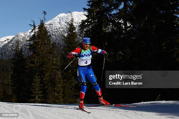 Olga Zaitseva of Russia competes during the Biathlon Women's 15 km individual on day 7 of the 2010 Vancouver Winter Olympics at Whistler Olympic Park...