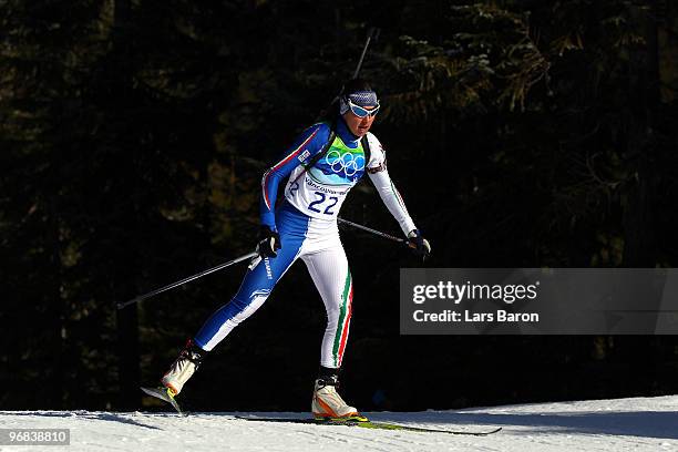 Michela Ponza of Italy competes during the Biathlon Women's 15 km individual on day 7 of the 2010 Vancouver Winter Olympics at Whistler Olympic Park...