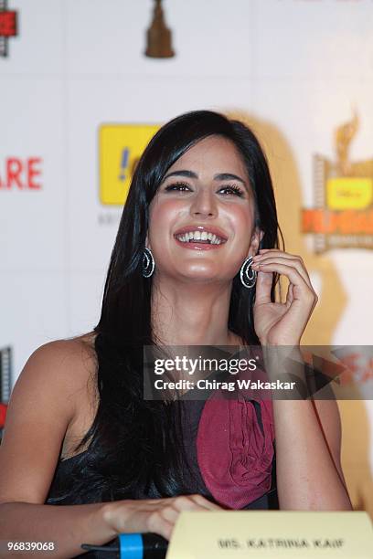 Indian actress Katrina Kaif attends press conference to announce the 55th Filmfare Awards at the J W Mariott on February 17, 2010 in Mumbai, India.