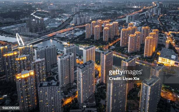 aerial view of residential building - xie liyao stock pictures, royalty-free photos & images