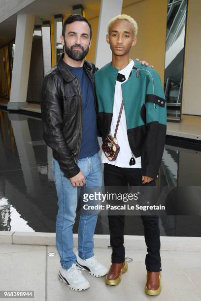 Nicolas Ghesquiere and Jaden Smith attend the LVMH Prize 2018 Edition at Fondation Louis Vuitton on June 6, 2018 in Paris, France.
