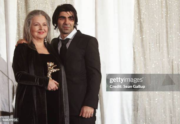 Actress Hanna Schygulla receives the Honorary Golden Bear for lifetime achievement alongside director Fatih Akin during day eight at the 60th...