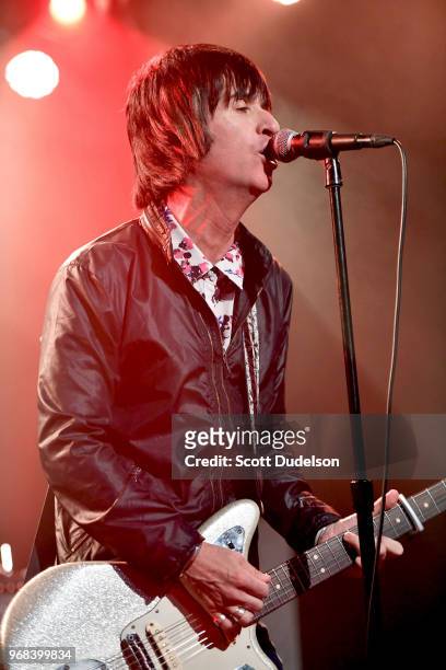 Musician Johnny Marr, co-founder of the band The Smiths, performs onstage during the pre release show for his new album "Call The Comet" at Teragram...