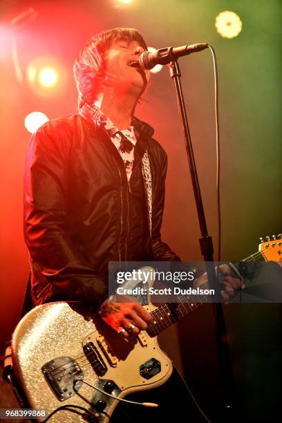 Musician Johnny Marr, co-founder of the band The Smiths, performs onstage during the pre release show for his new album "Call The Comet" at Teragram...