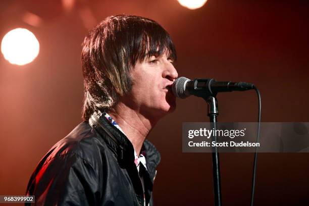 Musician Johnny Marr performs onstage during the pre release show for his new album "Call The Comet" at Teragram Ballroom on June 5, 2018 in Los...