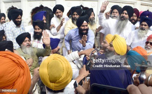 Scuffle between members of the SGPC task force and few youths on the occasion of Operation Bluestar Anniversary at Golden Temple on June 6 2018 in...