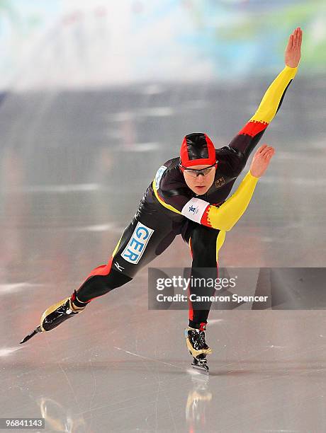 Jenny Wolf of Germany competes in the women's speed skating 1000 m final on day 7 of the Vancouver 2010 Winter Olympics at Richmond Olympic Oval on...