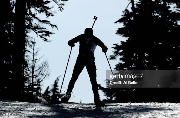 Solveig Rogstad of Norway competes during the Biathlon Women's 15 km individual on day 7 of the 2010 Vancouver Winter Olympics at Whistler Olympic...