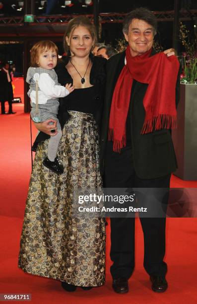 Director Natalia Smirnoff with her child Ulises and actor Arturo Goetz attend the 'Rompecabezas' Premiere during day eight of the 60th Berlin...
