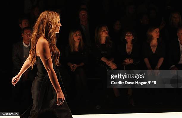 Kimberley Walsh walks down the catwalk at Naomi Campbell's Fashion For Relief Haiti London 2010 Fashion Show at Somerset House on February 18, 2010...