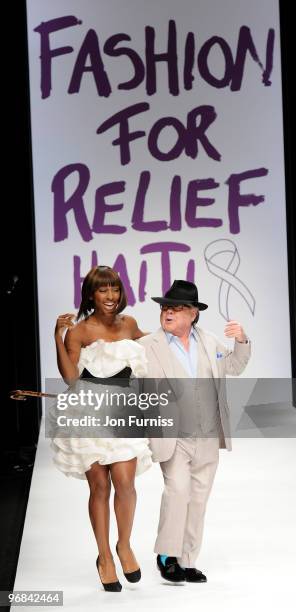 Alexandra Burke and Ronnie Corbett at the Fashion for Relief show for London Fashion Week Autumn/Winter 2010 at Somerset House on February 18, 2010...