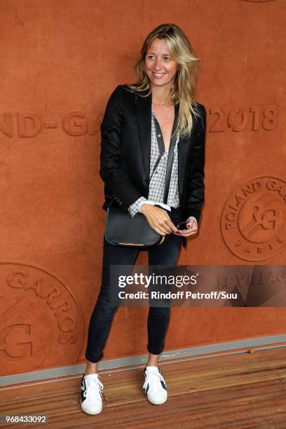 Interior designer Sarah Lavoine attends the 2018 French Open - Day Eleven at Roland Garros on June 6, 2018 in Paris, France.