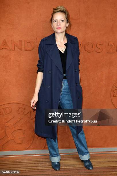 Actress Charlie Bruneau attends the 2018 French Open - Day Eleven at Roland Garros on June 6, 2018 in Paris, France.