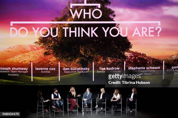 Julie Chen, Joseph Shumway, Laverne Cox, Dan Bucatinsky, Lisa Kudrow, Stephanie Schwam and Pam Healey attend the 'Who Do You Think You Are?' FYC...