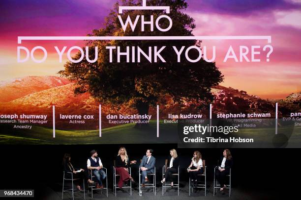 Julie Chen, Joseph Shumway, Laverne Cox, Dan Bucatinsky, Lisa Kudrow, Stephanie Schwam and Pam Healey attend the 'Who Do You Think You Are?' FYC...