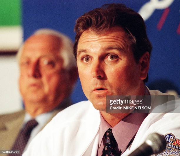 New Los Angeles Dodgers field manager Glenn Hoffman answers questions from reporters during a press conference where it was announced that Hoffman...